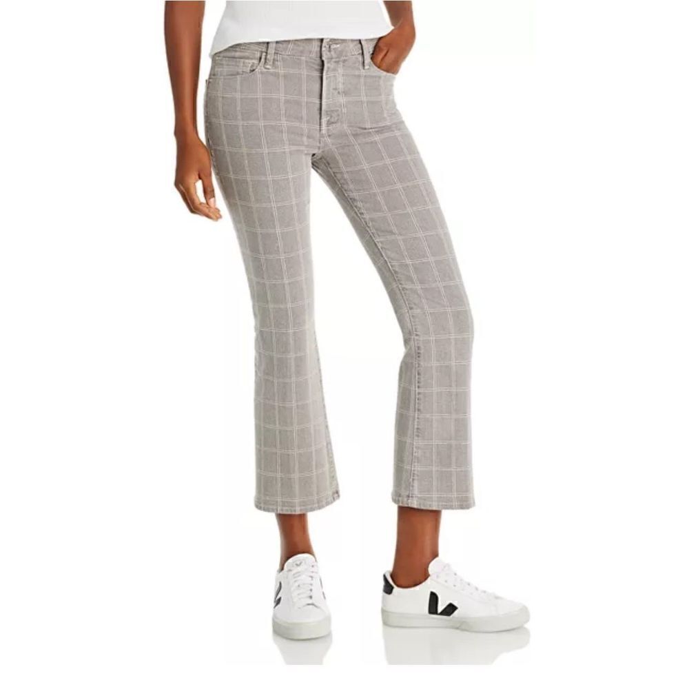 Frame Denim Gray Plaid Cropped Pants